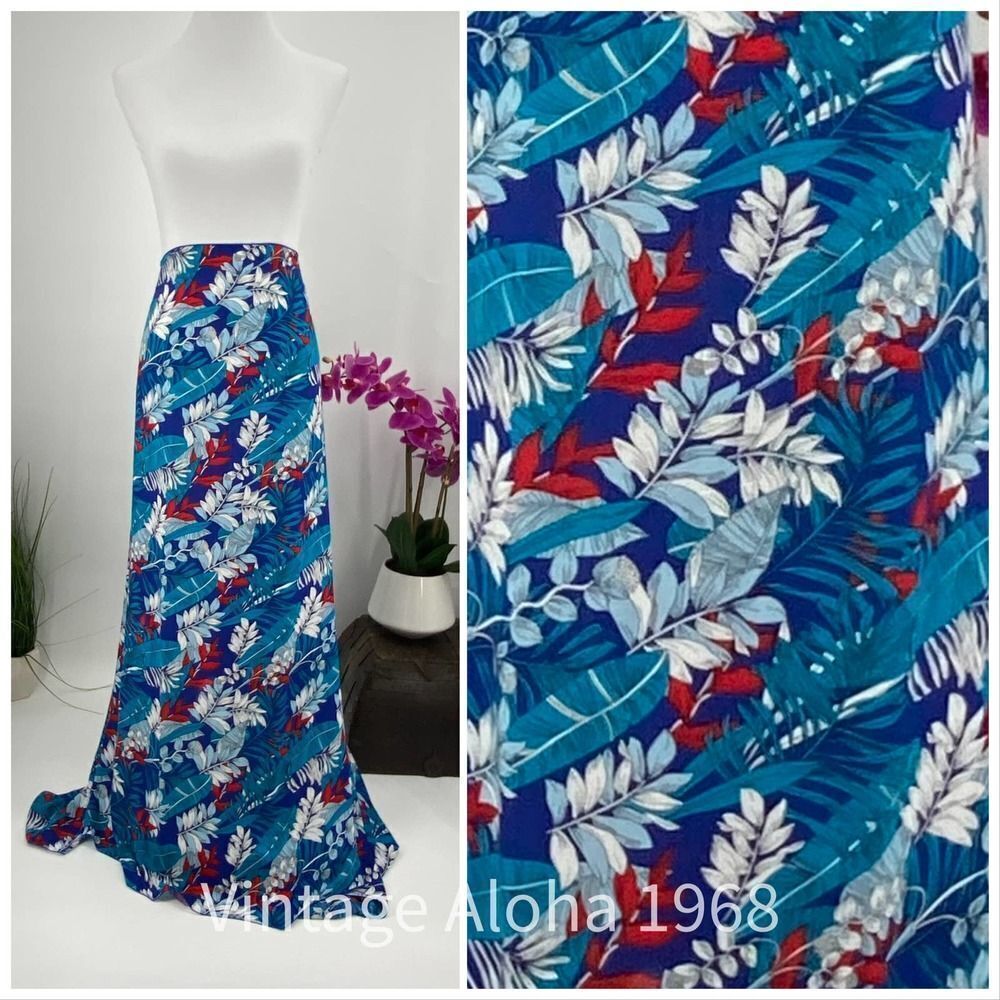 Blue White Red Floral Tropical SARONG Pareo Lavalava Beach Skirt Summer …